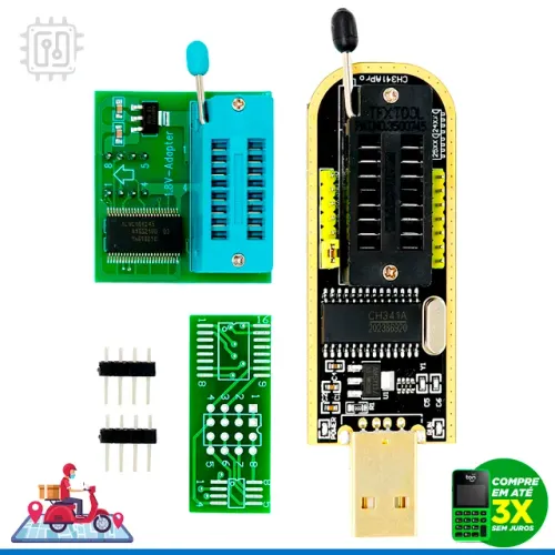 Gravadora Programadora CH341A + Adaptador 1.8V Chip Bios Eprom