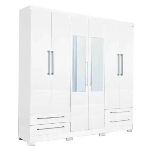 Promoção Guarda Roupa 6 portas Branco com espelho  