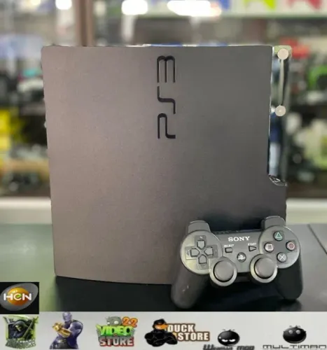 Playstation 3 Slim 160GB preto usado + 02 Controles sem fio paralelos + 10 Jogos