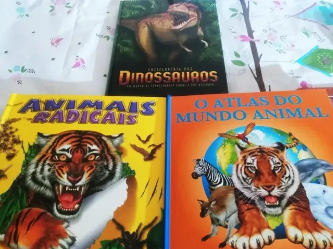 Livros Animais: Animais Radicais 3D, Atlas do Mundo Animal 3D e Enciclopédia Dinossauros 