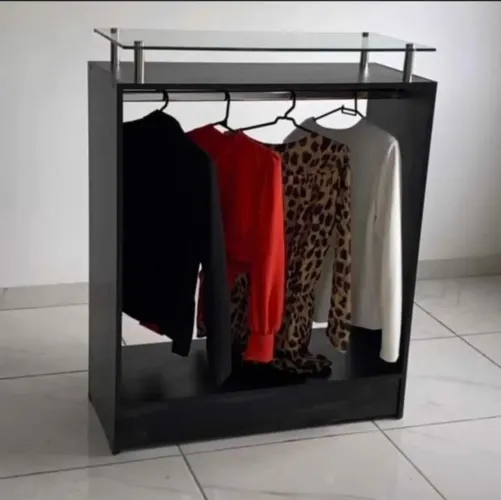 BALCÃO CABIDEIRO PRETO NOVO - MDF