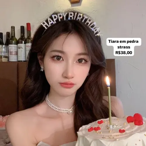 Tiara de Strass Happy Birthday