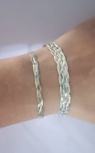 Pulseira trançada de prata 925