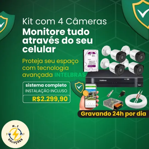 Kit 4 Câmeras Intelbras com HD 1TB - Segurança Completa