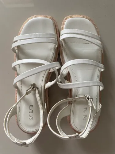 Sandália papete branca off white 