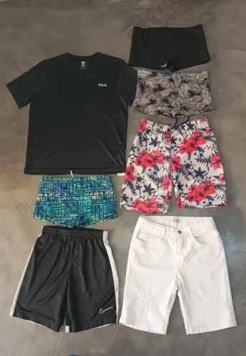 lote c/8 peças BERMUDA/SUNGA/CAMISA/SHORT MENINO