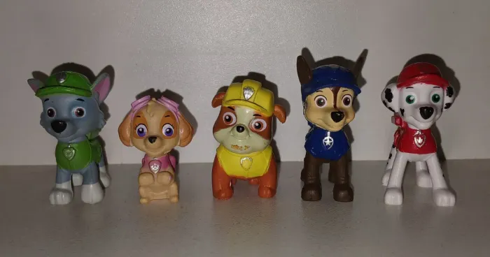 LOTE 5 MINIATURAS PATRULHA CANINA CHASE SKYE RUBBLE ROCKY MARSHALL ORIGINAIS