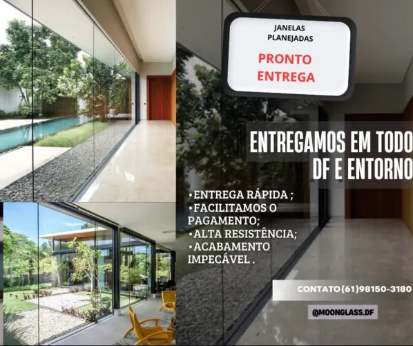 Janela Entre Salas em Vidro e Alumínio