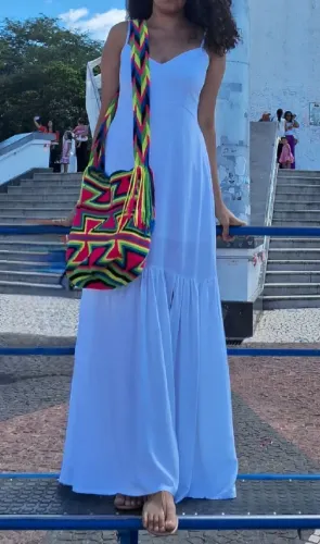 Vestido Branco Longo Viscose
