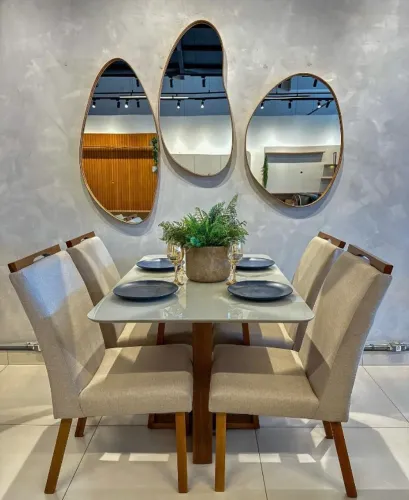 Mesa de Jantar Vitage Tampo 120×80 4 Cadeiras- Madeira Maciça