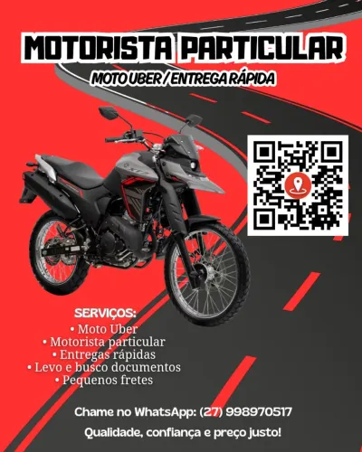 MOTORISTA PARTICULAR - MOTO UBER E ENTREGAS
