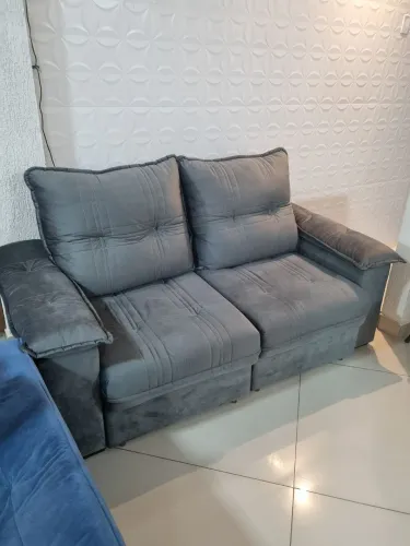 Sofá Cinza 2 Lugares Confortável
