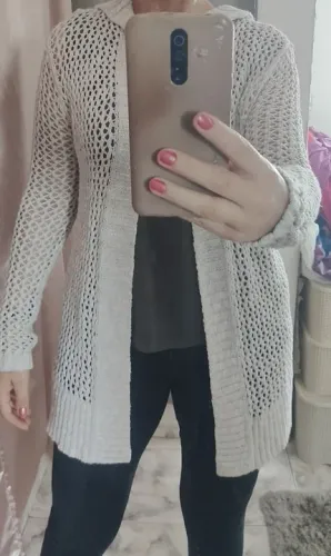 Cardigan de Malha Bege Hollister