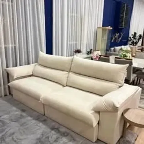 Sofá Petrópolis Retrátil Na Bege Claro