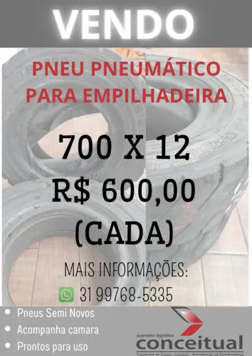 Pneus Pneumáticos para Empilhadeira 700x12 com Câmara