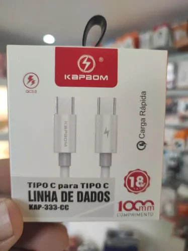 Cabo USB Tipo C para Tipo C 100cm - Carga Rápida - KAPBOM