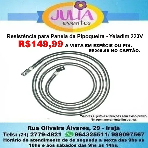 Resistência para Panela da Pipoqueira - Yeladim 220v