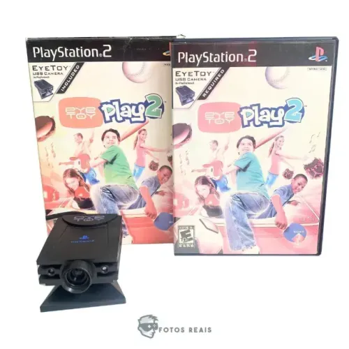JOGO EYE TOY PLAY 2 + CÂMERA EYE TOY NA CAIXA SEMINOVO - PS2