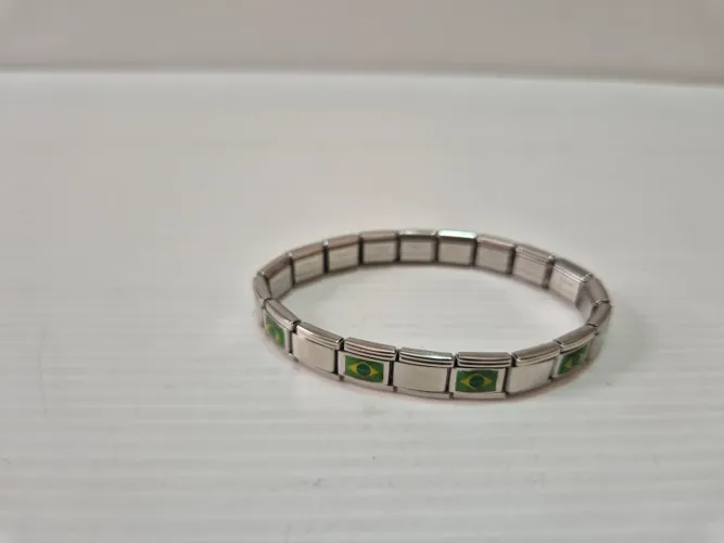 Pulseira Aço Inox Metal Ajustável Brasil - Anos 2000 Rara
