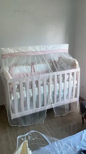 Berço de bebê americano rosa com colchão