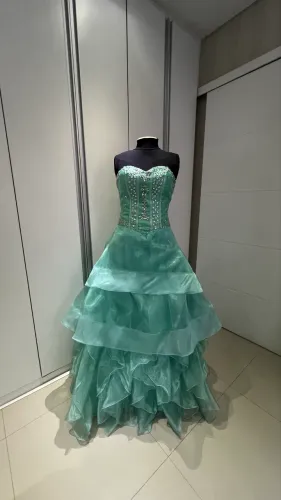 Vestido de festa verde tiffany debutante, festa temática , apresentação