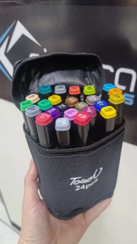 Canetinhas 24 Cores - kit Bolsa com 24 Canetas Touch - Loja Coimbra Entrega