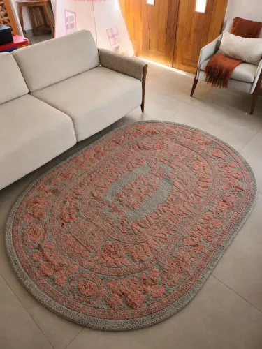 Tapete Grande Oval Alto Relevo 1,97x1,46m