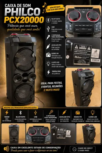 Caixa de som Philco 1800 w de potência