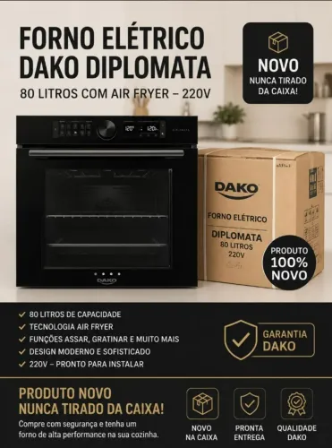 Forno de embutir Dako Diplomata - 80 litros com Airfryer