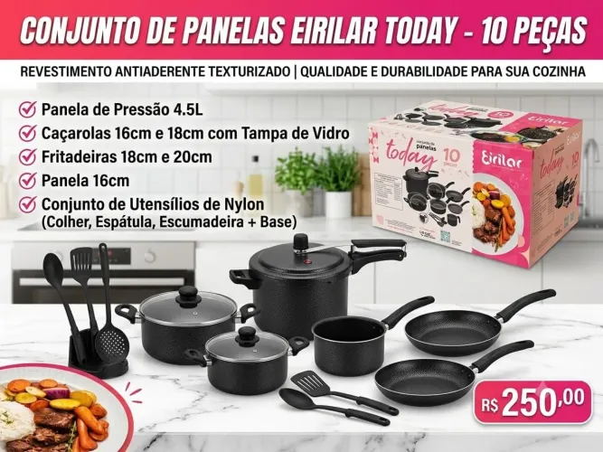 Conjunto de Panelas Eirilar Today 10 Peças