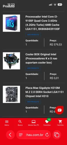 Processador Core i3 9100F Quad-Core 3.6GHz e Placa Mãe Gigabyte H310M M.2 2.0 DDR4 