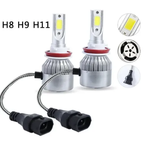 Par de Lâmpada LED 6000K Automotiva C6 H8-H9-H11
