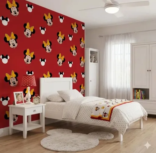 Papel de parede 10 Metros Minnie fantasy vermelho 