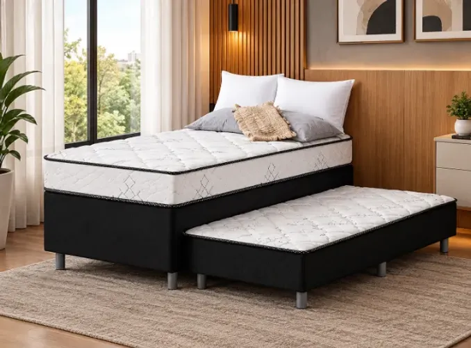 Cama Box Solteiro com Auxiliar