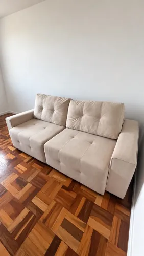 Sofa Retratil Bege 3 lugares