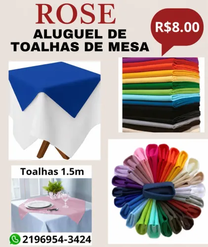 Rose aluguel de toalhas de festas