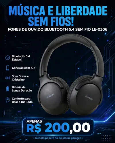 Fones De Ouvido Bluetooth 5.4 Sem Fio Fones App Le-0306