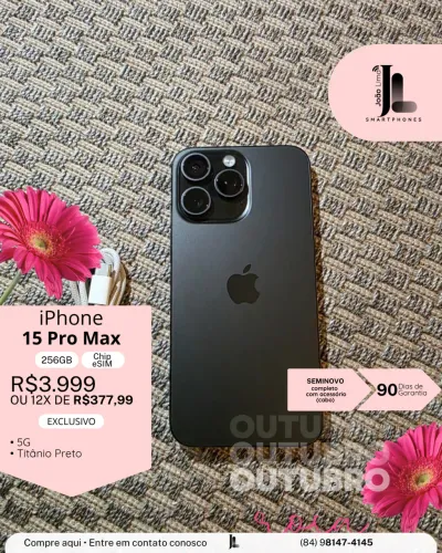 IPHONE 15 PRO MAX, 5G, CHIP ESIM, 256GB, SEMINOVO, EXCLUSIVO!!