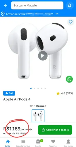 Airpods 4 original apple zero lacrado nota fiscal