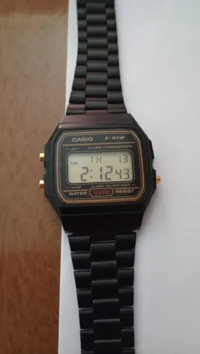 Relógio Casio f-91w original modelo gold pulseira original de metal