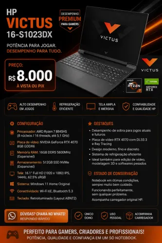 HP Victus 16 ? RTX 4070 ? RYZEN 7 AI 8845HS