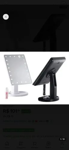 Espelho Luz Led Iluminador Mesa Maquiagem Portátil Elétrico Branco/preto