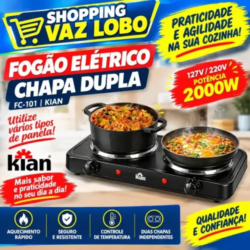 Fogão Elétrico Chapa Dupla | Kian FC-101