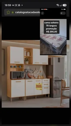 COZINHA NICIOLI COMPACTA MARIA FLOR FREIJO / OFF WHITE CRISTAL