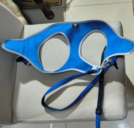 Peitoral Colete Pet com Guia LDEXO Azul -Tamanho XL (Usado 2x)