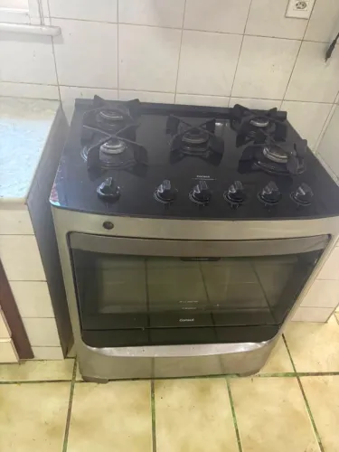 Fogão inox de tampa de vidro