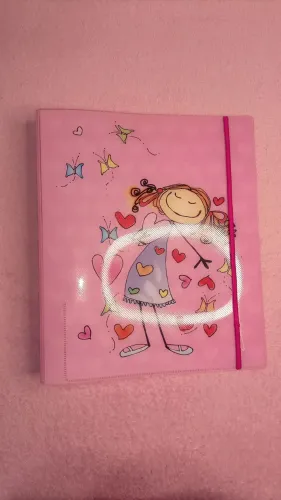 Kit Fichário rosa estampado + Folhas pautadas