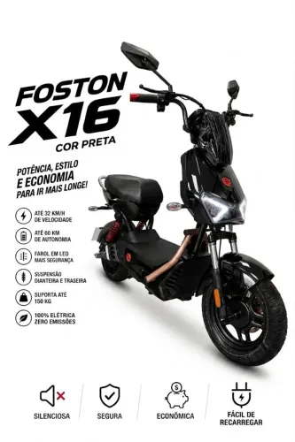 Scooter Elétrica Foston X16 (X13 FX) - preta| Potência, Economia e Estilo