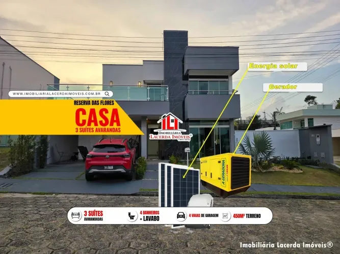 Casa Duplex no Reserva das Flores de esquina com 3 Suítes/ Energia Solar/ 04 Vagas