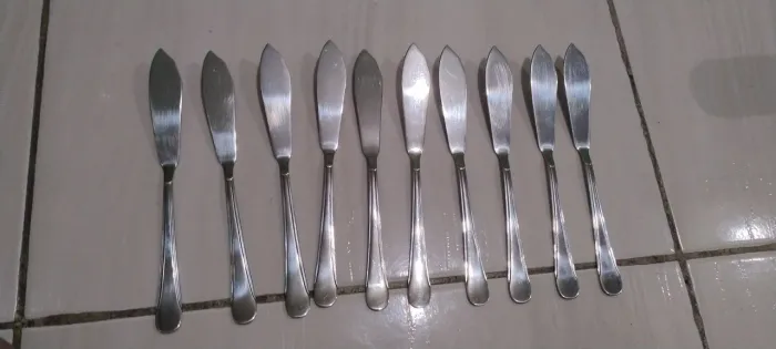 10 dez, facas de peixe espátulas de aço inox pode ser usada para geleia, manteiga etc,novo